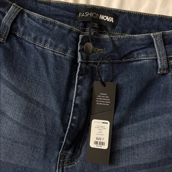 Fashion Nova baggy straight leg dark blue jeans - Picture 4 of 6